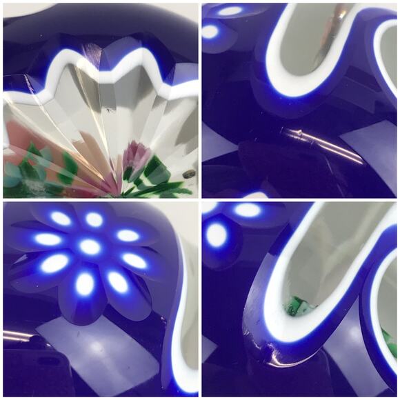 Perthshire 1982H Double Overlay Lampwork Floral Bouquet Facet Flower Paperweight - Picture 11 of 13